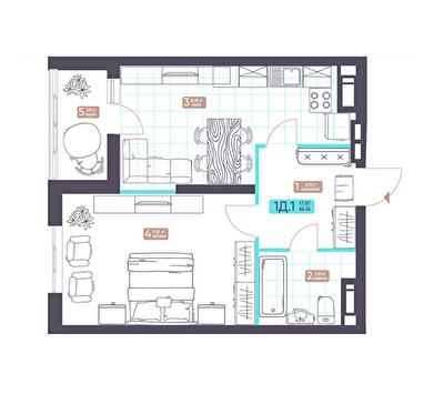 1-кімнатна 49.39 м² в ЖК Теремки від 31 800 грн/м², Київ