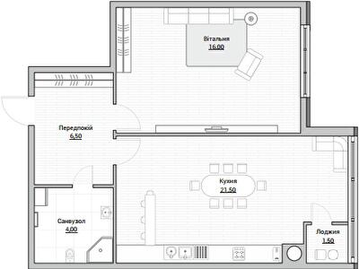 1-комнатная 48 м² в ЖК Евромисто от 23 000 грн/м², с. Крюковщина