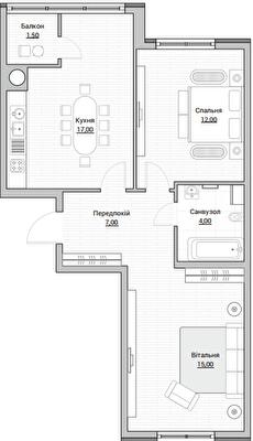 2-комнатная 55.5 м² в ЖК Евромисто от 26 000 грн/м², с. Крюковщина