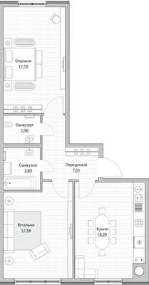 2-комнатная 64.36 м² в ЖК Евромисто от 23 500 грн/м², с. Крюковщина