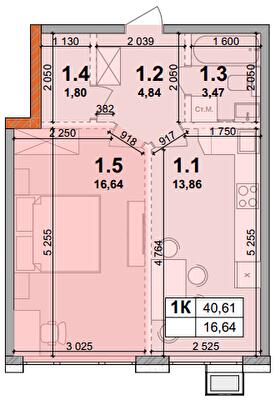 1-кімнатна 40.61 м² в ЖК Petrivsky Residence від 29 000 грн/м², с. Святопетрівське