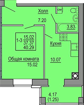 1-комнатная 40.29 м² в ЖК Софиевская сфера от 28 500 грн/м², с. Софиевская Борщаговка
