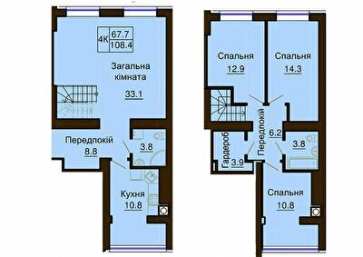 Двухуровневая 108.4 м² в ЖК София Клубный от 30 000 грн/м², с. Софиевская Борщаговка