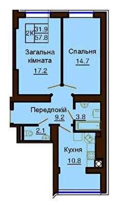 2-комнатная 57.8 м² в ЖК София Клубный от 26 000 грн/м², с. Софиевская Борщаговка