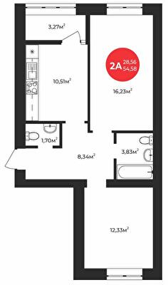 2-кімнатна 54.58 м² в ЖК Молодість від 22 400 грн/м², м. Ірпінь