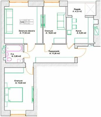 3-кімнатна 70 м² в ЖК Фортуна-2 від 24 500 грн/м², м. Ірпінь