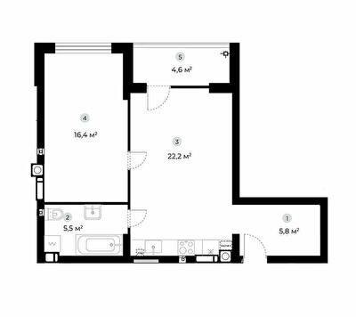 1-кімнатна 52.2 м² в ЖК PARKTOWN від 22 000 грн/м², смт Гостомель