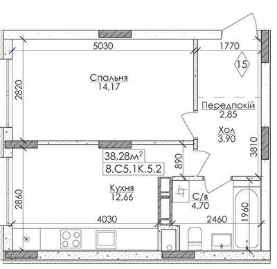 1-комнатная 38.28 м² в ЖМ Новая Буча от 17 000 грн/м², г. Буча