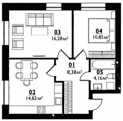 2-кімнатна 54.49 м² в ЖК City Lake від 21 500 грн/м², с. Шевченкове