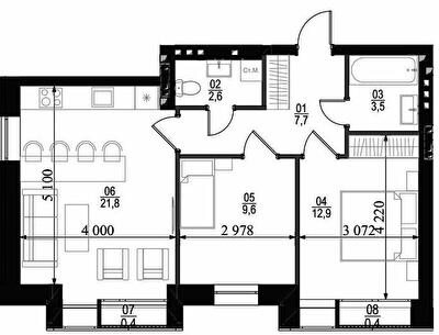 2-кімнатна 58 м² в ЖК City Lake від 17 500 грн/м², с. Шевченкове