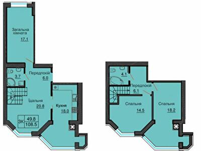 Дворівнева 108.5 м² в ЖК Софія Резіденс від 26 000 грн/м², с. Софіївська Борщагівка