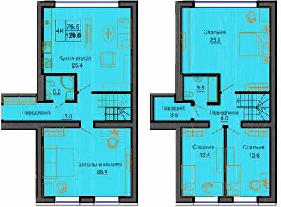 Дворівнева 129 м² в ЖК Софія Резіденс від 37 000 грн/м², с. Софіївська Борщагівка