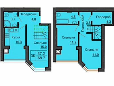 Дворівнева 68.7 м² в ЖК Софія Резіденс від 29 000 грн/м², с. Софіївська Борщагівка