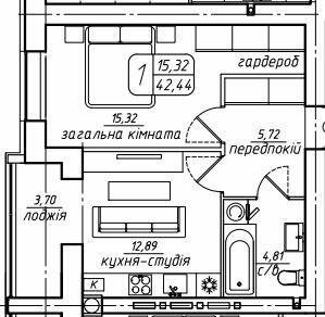 1-комнатная 42.44 м² в ЖК Западный от 22 000 грн/м², Винница