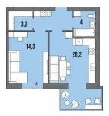 1-кімнатна 46.7 м² в ЖК Dream Town від 22 000 грн/м², Луцьк