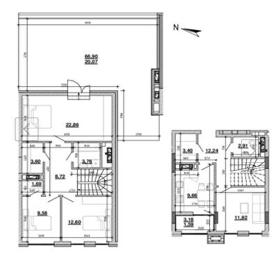 Двухуровневая 109.62 м² в ЖК Містечко Підзамче от 25 072 грн/м², Львов