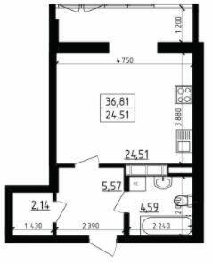1-комнатная 36.81 м² в ЖК Вернисаж от 14 500 грн/м², Житомир