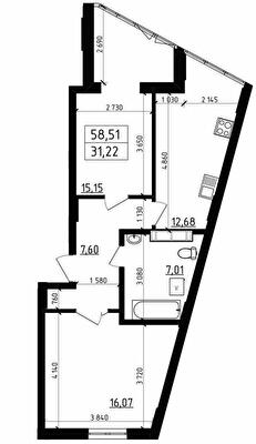 2-комнатная 58.51 м² в ЖК Вернисаж от 13 500 грн/м², Житомир