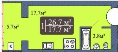 1-комнатная 26.7 м² в ЖК Мечта на Покровской от 17 800 грн/м², Житомир
