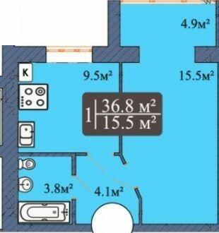 1-комнатная 36.8 м² в ЖК Мечта на Покровской от 17 800 грн/м², Житомир