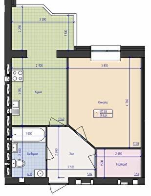 1-комнатная 48.64 м² в ЖК Премиум Парк от 20 000 грн/м², Житомир