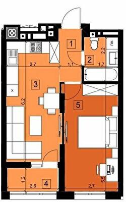 1-кімнатна 41.69 м² в ЖК Парус Riverside від 21 100 грн/м², Ужгород