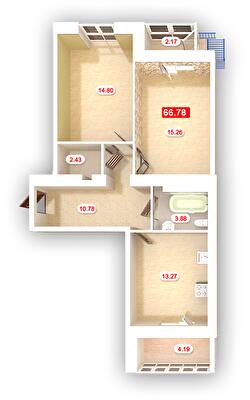 2-комнатная 66.78 м² в ЖК Гранд Парк от застройщика, Николаев