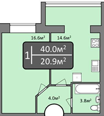 1-комнатная 40 м² в ЖК Мечта Николаев от 16 700 грн/м², Николаев