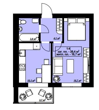 1-кімнатна 38.4 м² в ЖК Lake House від 20 950 грн/м², смт Гостомель