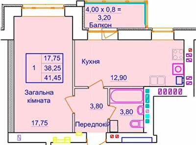 1-комнатная 41.45 м² в ЖК Европейский от 31 500 грн/м², Полтава