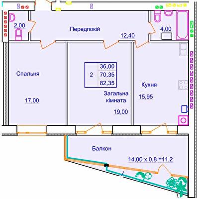 2-комнатная 82.35 м² в ЖК Европейский от 29 000 грн/м², Полтава