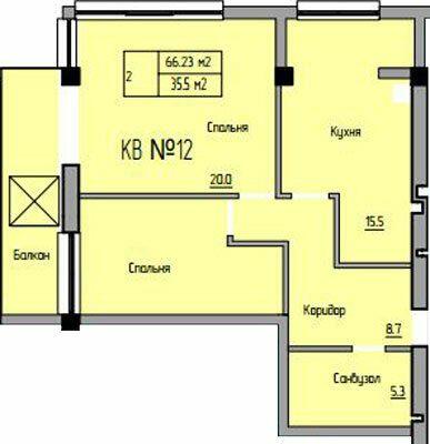 2-комнатная 66.23 м² в ЖК Европейский от 21 400 грн/м², Ровно