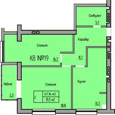 2-комнатная 67.17 м² в ЖК Европейский от 21 400 грн/м², Ровно