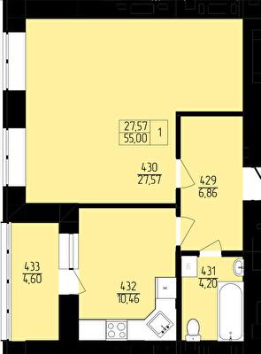 1-комнатная 55 м² в ЖК Пивнична фортеця от 23 550 грн/м², Ровно