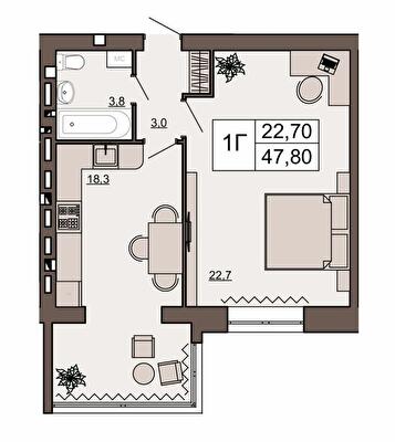 1-кімнатна 47.8 м² в ЖК Шоколад від 15 100 грн/м², Рівне