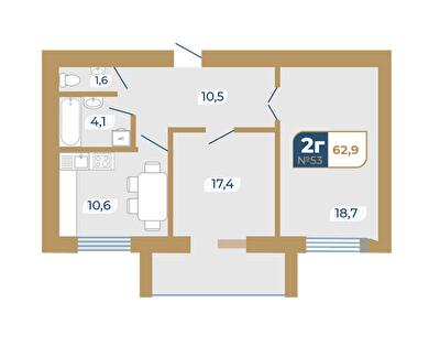 2-комнатная 62.9 м² в ЖК Добробуд от 15 500 грн/м², г. Дубно