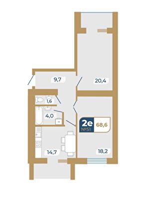 2-комнатная 68.6 м² в ЖК Добробуд от 15 500 грн/м², г. Дубно