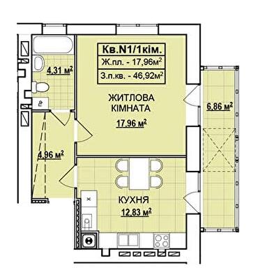 1-кімнатна 46.92 м² в ЖК на вул. Базарна від 13 950 грн/м², м. Стрий
