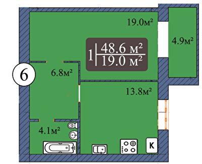 1-комнатная 48.9 м² в ЖК Мечта от 15 000 грн/м², Чернигов
