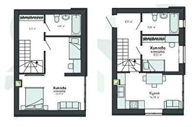Двухуровневая 51.13 м² в Клубная резиденция O`Club от 28 449 грн/м², с. Крюковщина