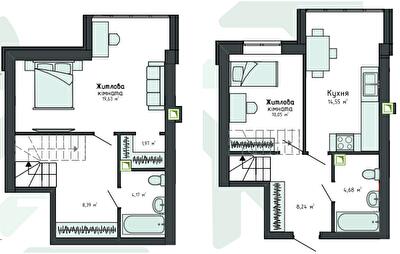 Двухуровневая 61.14 м² в Клубная резиденция O`Club от 27 939 грн/м², с. Крюковщина