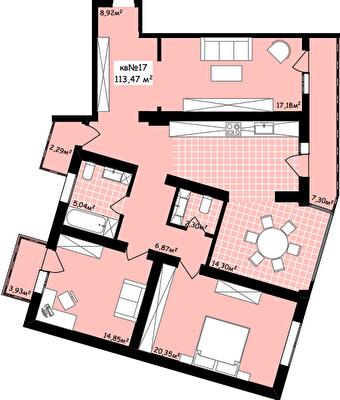 3-комнатная 113.47 м² в ЖК Неосити от 22 650 грн/м², Черновцы