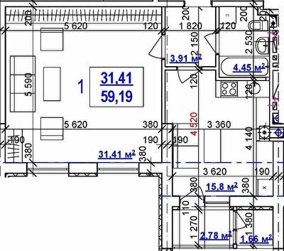 1-комнатная 59.19 м² в ЖК Дом на Сумской от 54 600 грн/м², Харьков