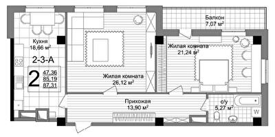 2-комнатная 87.37 м² в ЖК Люксембург от 54 000 грн/м², Харьков