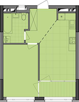 1-кімнатна 45.78 м² в ЖК Dibrova Park від 30 500 грн/м², Київ