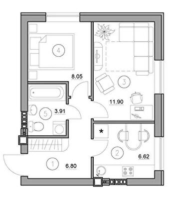 2-кімнатна 37.28 м² в ЖК Комфортне містечко від 15 950 грн/м², с. Святопетрівське