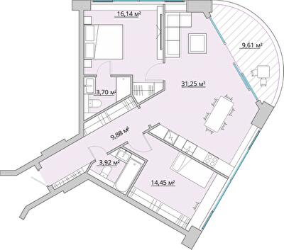 2-комнатная 84.34 м² в ЖК Bartolomeo Resort Town от 38 400 грн/м², Днепр
