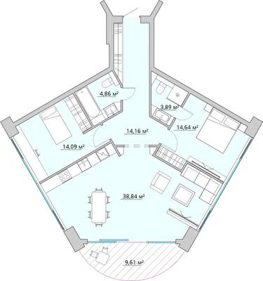 2-комнатная 95.64 м² в ЖК Bartolomeo Resort Town от 38 400 грн/м², Днепр