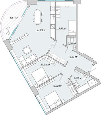 Трехкомнатные в ЖК Bartolomeo Resort Town