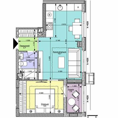 1-кімнатна 37.9 м² в ЖК Файна Таун від 58 450 грн/м², Київ